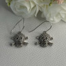 925 Sterling Silver Skull CZ Earrings Length 1.10 Inch