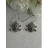 925 Sterling Silver Skull CZ Earrings Length 1.10 Inch