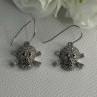 925 Sterling Silver Skull CZ Earrings Length 1.10 Inch