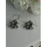 925 Sterling Silver Skull CZ Earrings Length 1.10 Inch