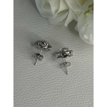 925 Sterling Silver CZ Stud Earrings Length 0.50 Inch