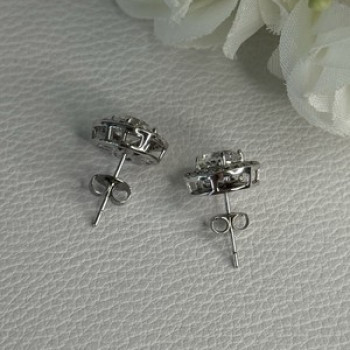 925 Sterling Silver CZ Stud Earrings Length 0.50 Inch