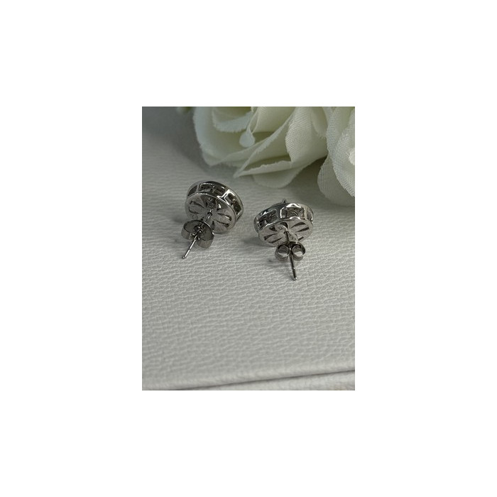 925 Sterling Silver CZ Stud Earrings Length 0.50 Inch