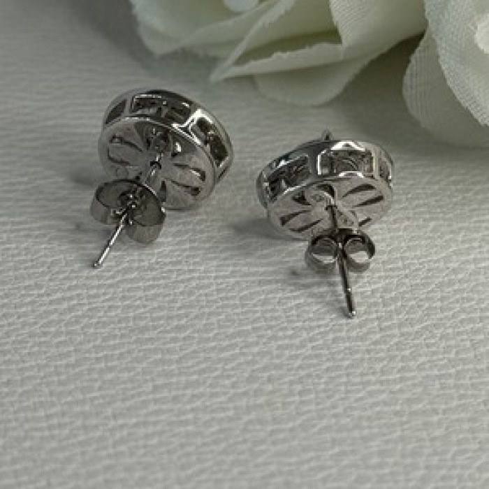 925 Sterling Silver CZ Stud Earrings Length 0.50 Inch