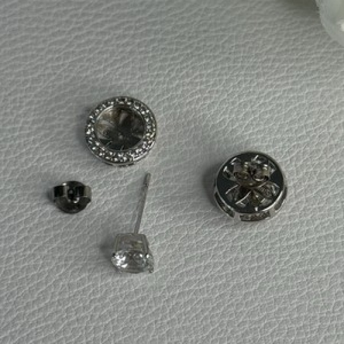 925 Sterling Silver CZ Stud Earrings Length 0.50 Inch