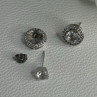 925 Sterling Silver CZ Stud Earrings Length 0.50 Inch