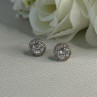 Shiny 925 Sterling Silver CZ Stud Earrings Length 0.30 Inch