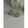 Shiny 925 Sterling Silver CZ Stud Earrings Length 0.30 Inch