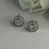 Shiny 925 Sterling Silver CZ Stud Earrings Length 0.30 Inch