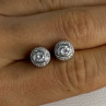 Shiny 925 Sterling Silver CZ Stud Earrings Length 0.30 Inch