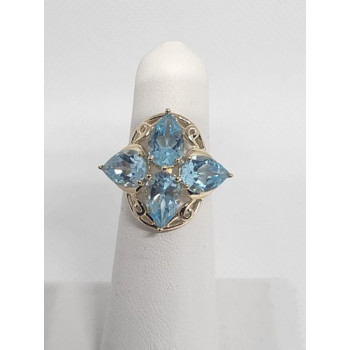 10K YELLOW GOLD & TOPAZ RING  SIZE 4
