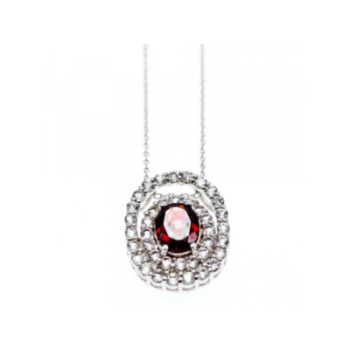 925 Sterling Silver Garnet & Goshenite Chain With Pendant