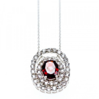 925 Sterling Silver Garnet & Goshenite Chain With Pendant