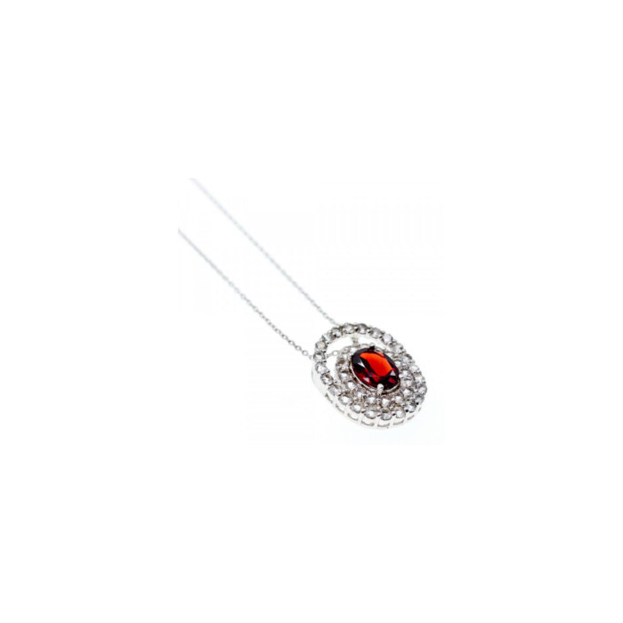 925 Sterling Silver Garnet & Goshenite Chain With Pendant