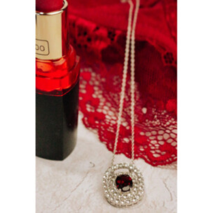 925 Sterling Silver Garnet & Goshenite Chain With Pendant