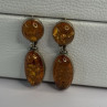 925 Sterling Silver Amber Earrings Length 1.50 Inch