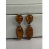 925 Sterling Silver Amber Earrings Length 1.50 Inch