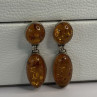925 Sterling Silver Amber Earrings Length 1.50 Inch
