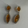 925 Sterling Silver Amber Earrings Length 1.50 Inch