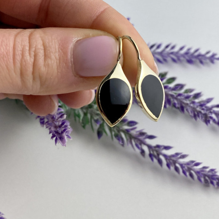 925 Sterling Silver Gold Plated Enamel Earrings