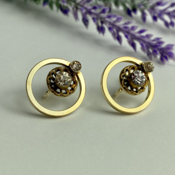 925 Sterling Silver Gold Plated CZ Earrings