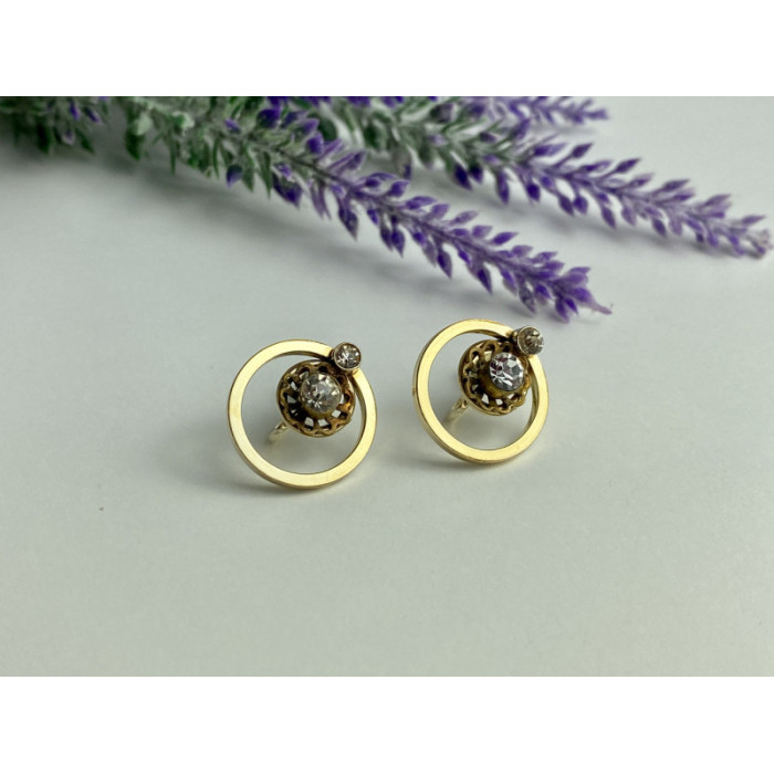 925 Sterling Silver Gold Plated CZ Earrings