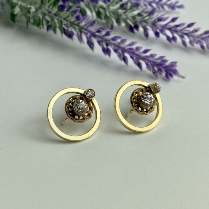 925 Sterling Silver Gold Plated CZ Earrings