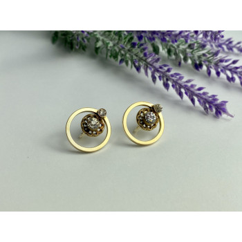 925 Sterling Silver Gold Plated CZ Earrings