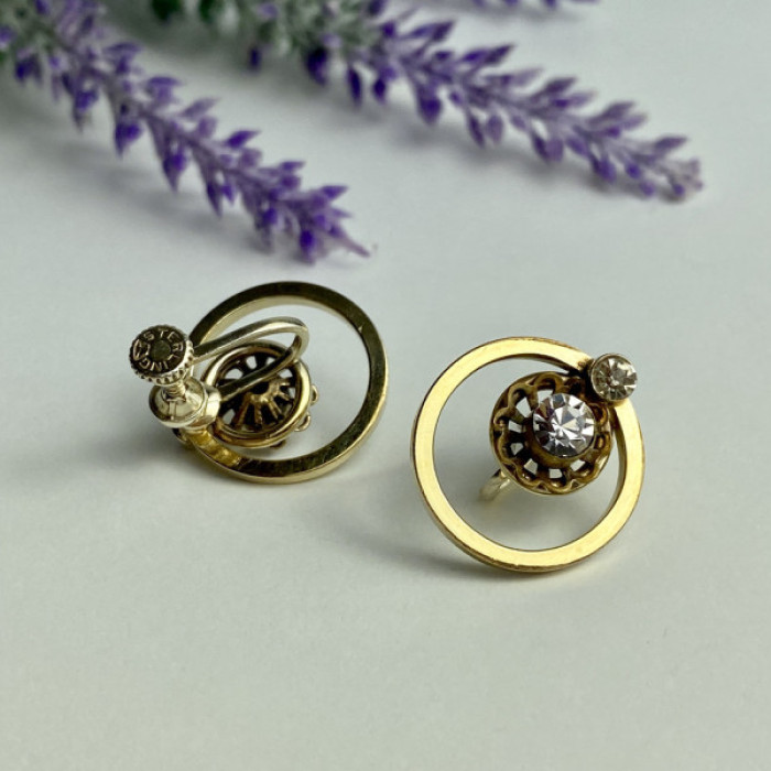 925 Sterling Silver Gold Plated CZ Earrings