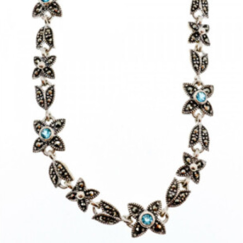 925 Sterling Silver Topaz & Marcasites 