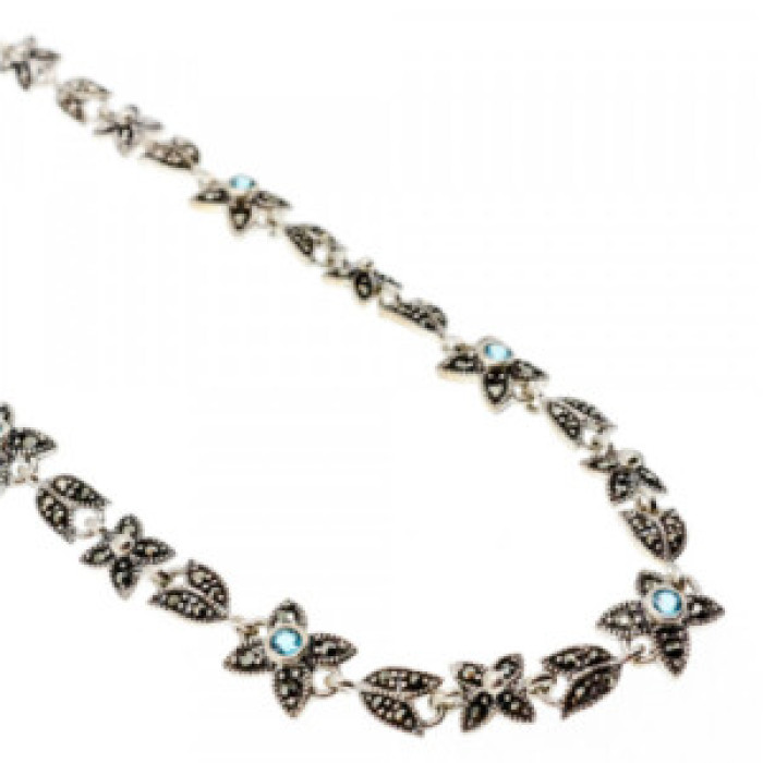925 Sterling Silver Topaz & Marcasites 