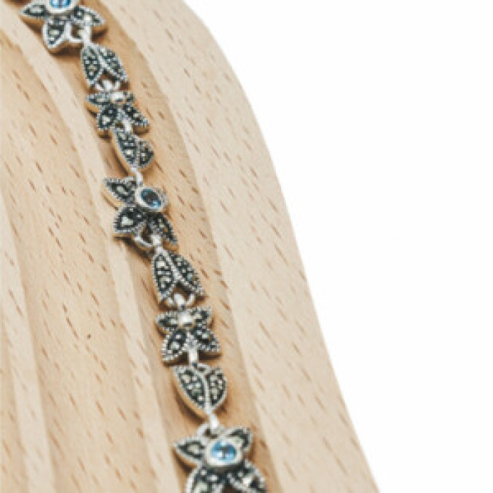 925 Sterling Silver Topaz & Marcasites 