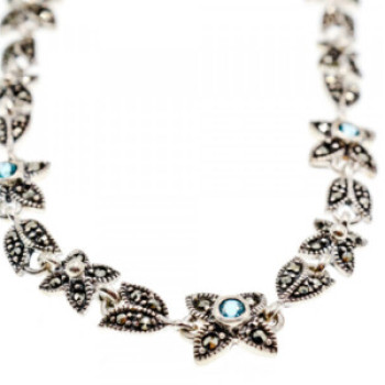 925 Sterling Silver Topaz & Marcasites 