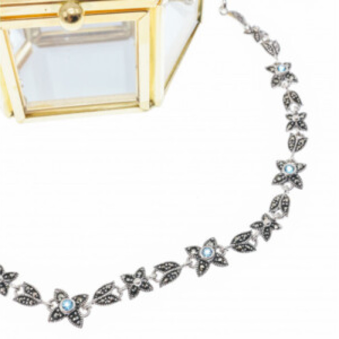 925 Sterling Silver Topaz & Marcasites 