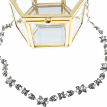 925 Sterling Silver Topaz & Marcasites 