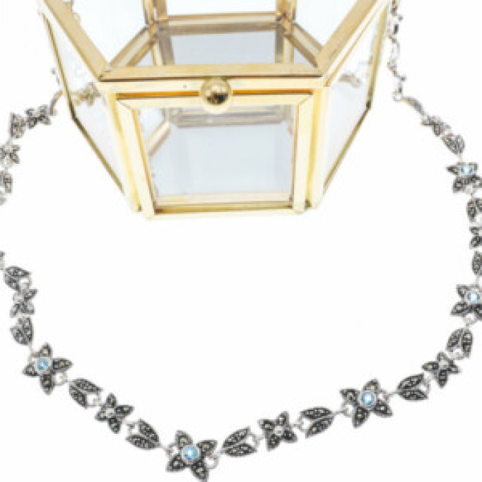 925 Sterling Silver Topaz & Marcasites 