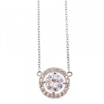 925 Sterling Silver CZ Pendant Necklace