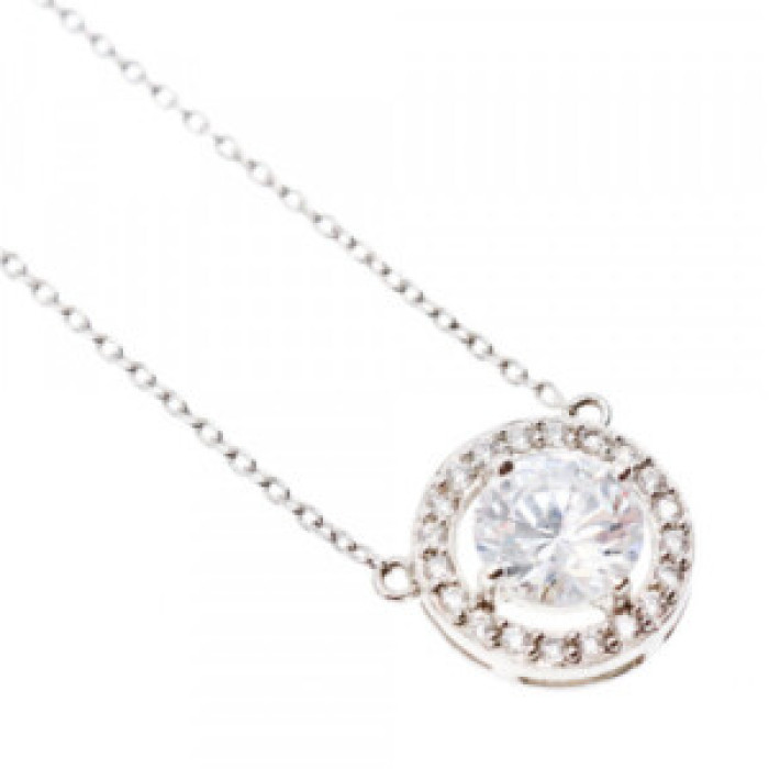 925 Sterling Silver CZ Pendant Necklace