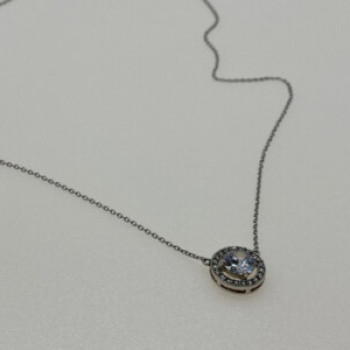 925 Sterling Silver CZ Pendant Necklace