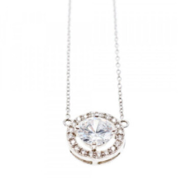 925 Sterling Silver CZ Pendant Necklace