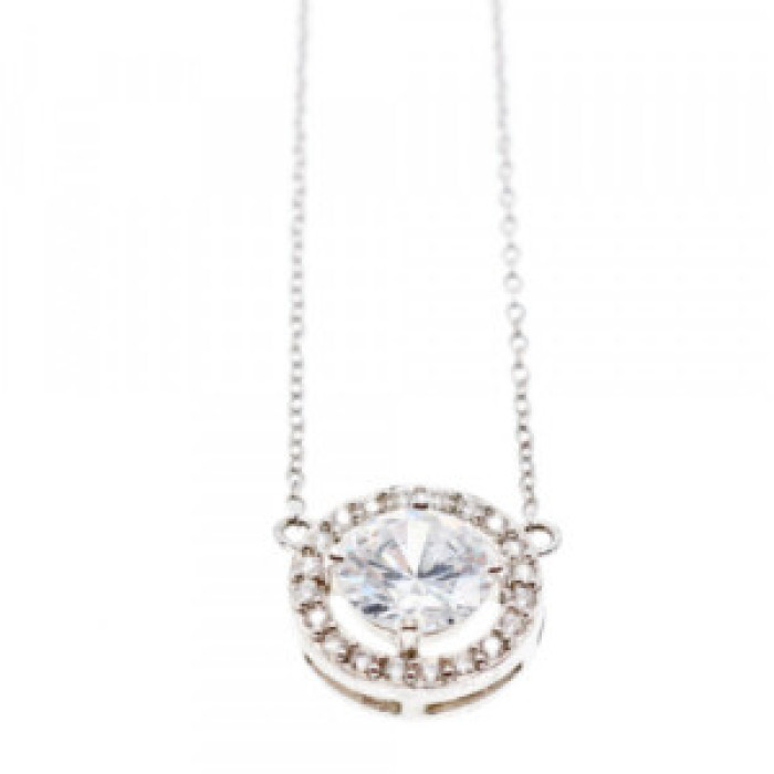 925 Sterling Silver CZ Pendant Necklace
