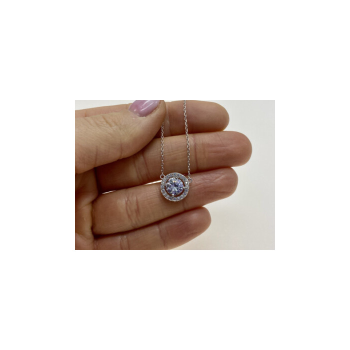 925 Sterling Silver CZ Pendant Necklace