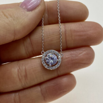 925 Sterling Silver CZ Pendant Necklace