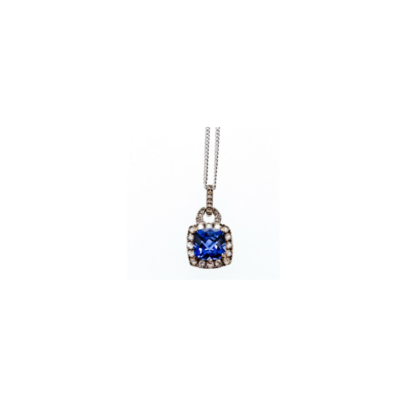 925 STERLING SILVER BLUE & WHITE SAPPHIRES CHAIN WITH PENDANT