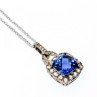 925 Sterling Silver Blue & White Sapphires Chain With Pendant