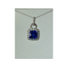 925 STERLING SILVER BLUE & WHITE SAPPHIRES CHAIN WITH PENDANT