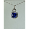 925 Sterling Silver Blue & White Sapphires Chain With Pendant