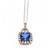 925 Sterling Silver Blue & White Sapphires Chain With Pendant