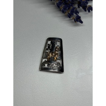 925 Sterling Silver Brooch Length 34 Mm