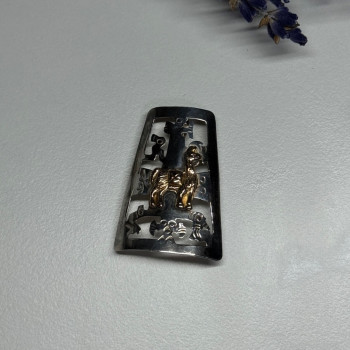 925 Sterling Silver Brooch Length 34 Mm